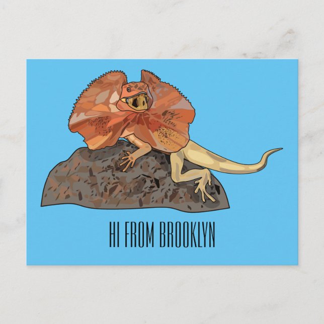 Frilled-neck lizard cartoon illustration postcard (Front)