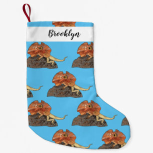 Frilled-neck lizard cartoon illustration small christmas stocking