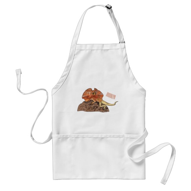 Frilled-neck lizard cartoon illustration standard apron (Front)