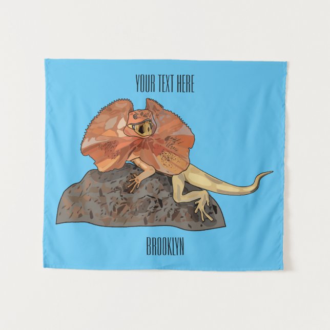 Frilled-neck lizard cartoon illustration tapestry (Front (Horizontal))