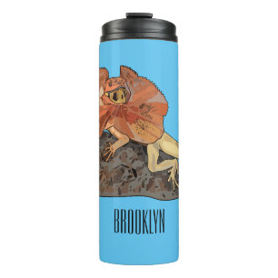 Frilled-neck lizard cartoon illustration thermal tumbler