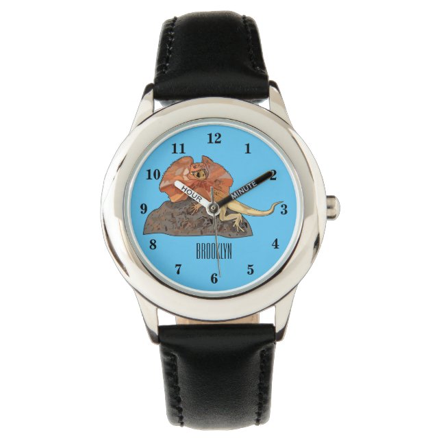 Frilled-neck lizard cartoon illustration watch (Front)