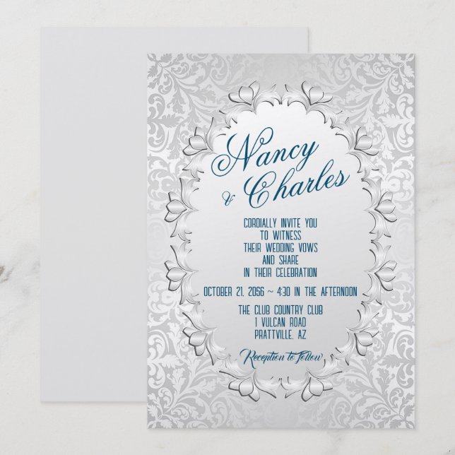 Frilly and Feminine Wedding Invitation (Front/Back)