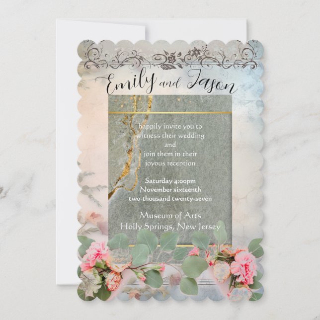 Frilly Elegance Flat Wedding Invitation (Front)