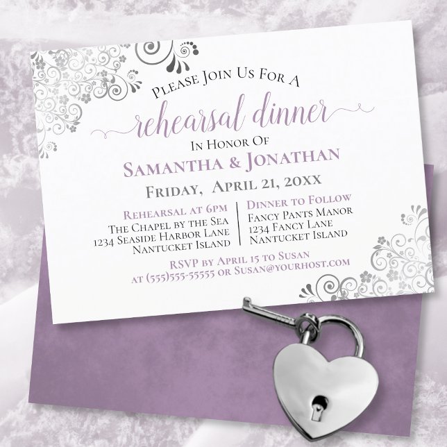 Frilly Elegant Lavender Wedding Rehearsal Dinner Invitation (Creator Uploaded)