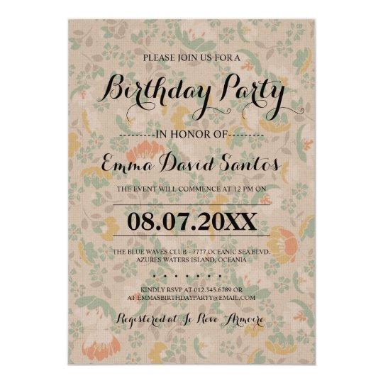 Frilly Floral Birthday Party Invites