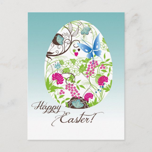 Frilly Florals Easter Egg Holiday Postcard (Front)