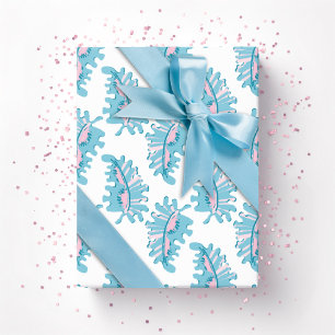 Frilly Frond in Pink and Aqua Wrapping Paper