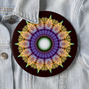 Frilly radiating colorful pattern 6 cm round badge
