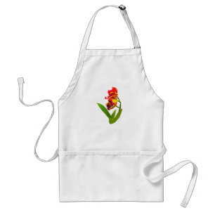 Frilly Red and Yellow Orchids Standard Apron