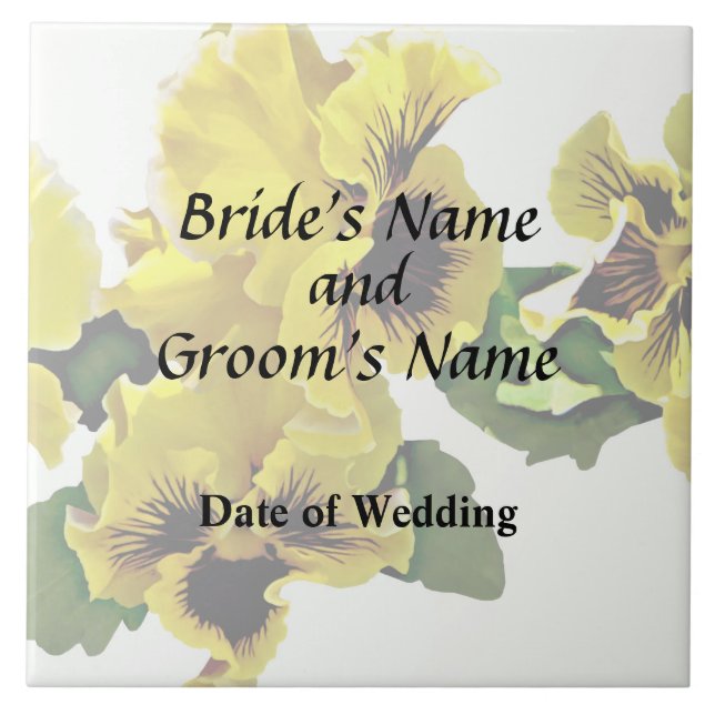 Frilly Yellow Pansies Wedding Products Tile (Front)