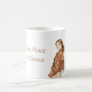Fringe Boho Sixties Coat Give Peace A Chance Coffee Mug