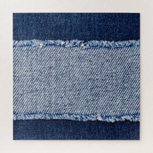 Fringed denim blue jeans frame. jigsaw puzzle