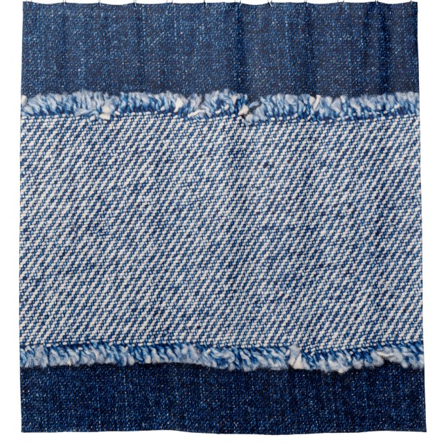 Fringed denim blue jeans frame. shower curtain (Front)