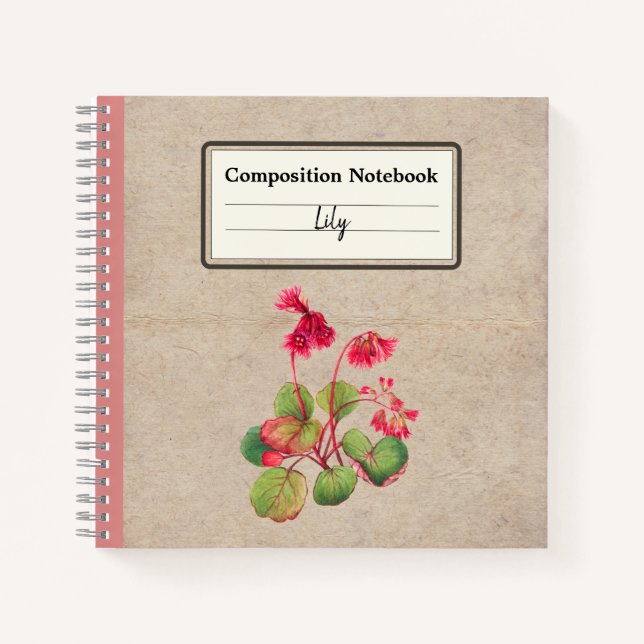 Fringed Galax Flower Personalised Composition Notebook (Front)