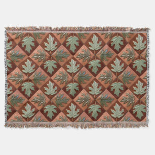 Fringed throw blanket with Maple leaves