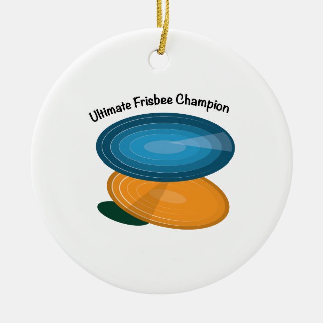 Frisbee Champ Ceramic Tree Decoration (Front)