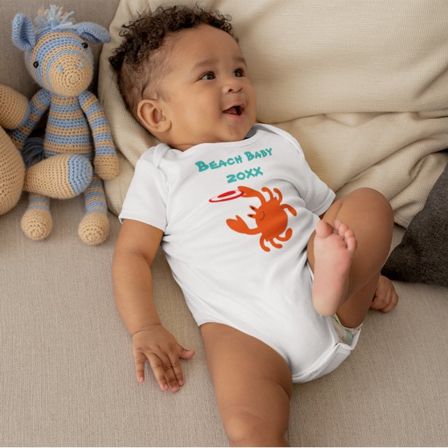 Frisbee Crab Beach Baby Personalised Bodysuit (Creator Uploaded)
