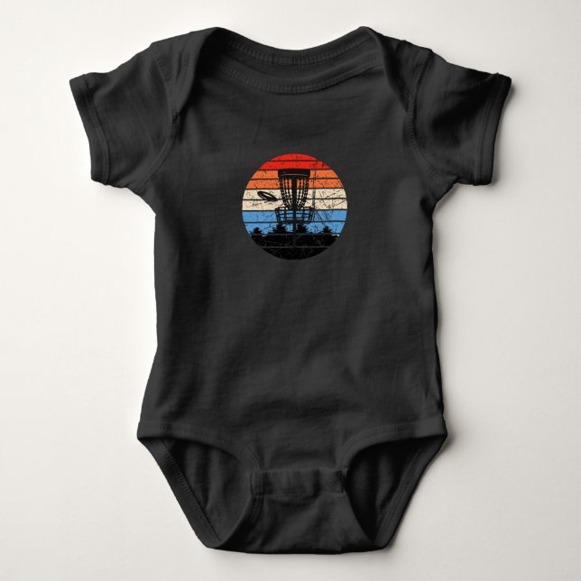 Frisbee Golf Disc Golf Retro Baby Bodysuit (Front)
