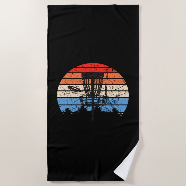 Frisbee Golf Disc Golf Retro Beach Towel (Front)