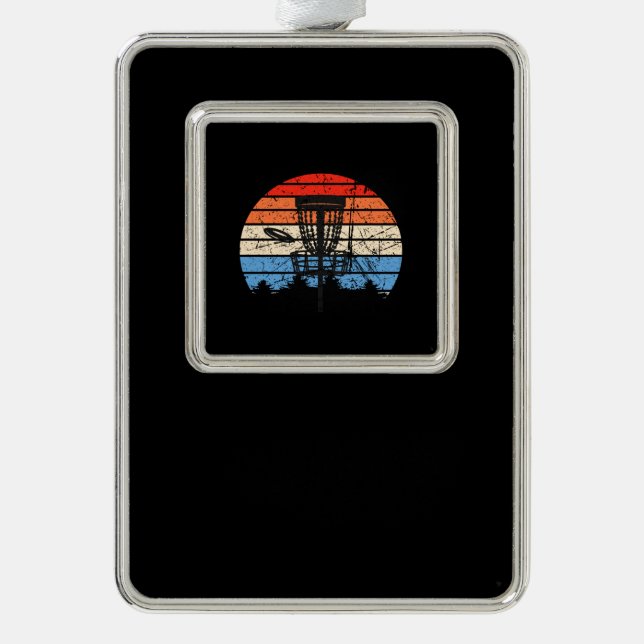 Frisbee Golf Disc Golf Retro Silver Plated Framed Ornament (Front)