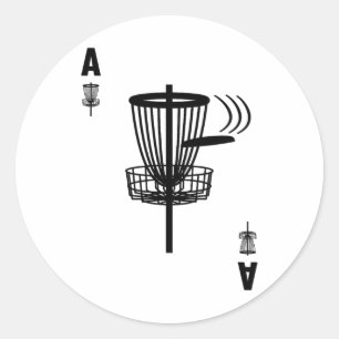 Frisbee Golf Hole In One Ace Card Funny Disc Golf Classic Round Sticker