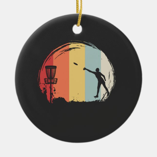 Frisbee Golf Retro Ceramic Tree Decoration (Front)