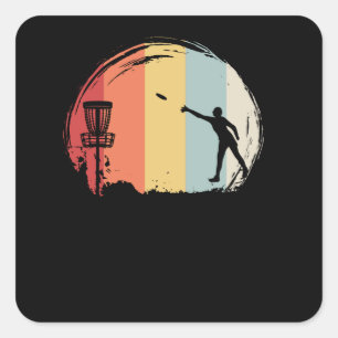 Frisbee Golf Retro Square Sticker