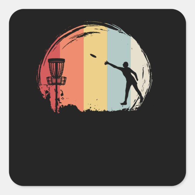 Frisbee Golf Retro Square Sticker (Front)