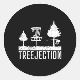Frisbee Golf Treejection Funny Disc Golf Classic Round Sticker