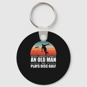 Frisbee Never Underestimate An Old Man Disc Golf Key Ring