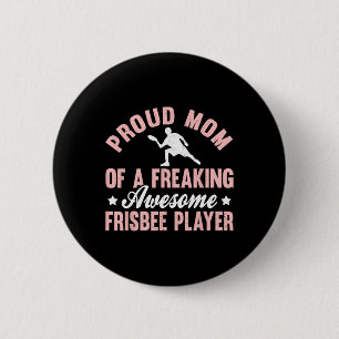 Frisbee Player Ultimate Frisbee Disc Golf Mum Moth 6 Cm Round Badge
