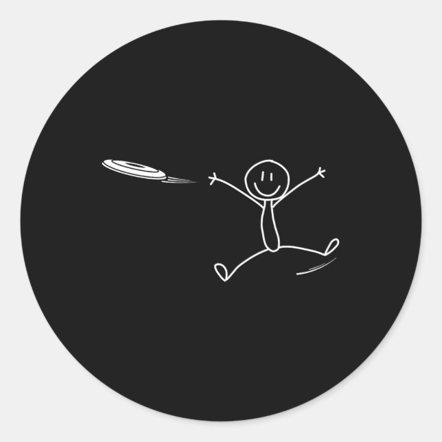 Frisbee Stickman Disc Golf Funny Ultimate Frisbee  Classic Round Sticker (Front)