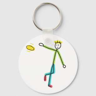 Frisbee Throwing Stickman Key Ring