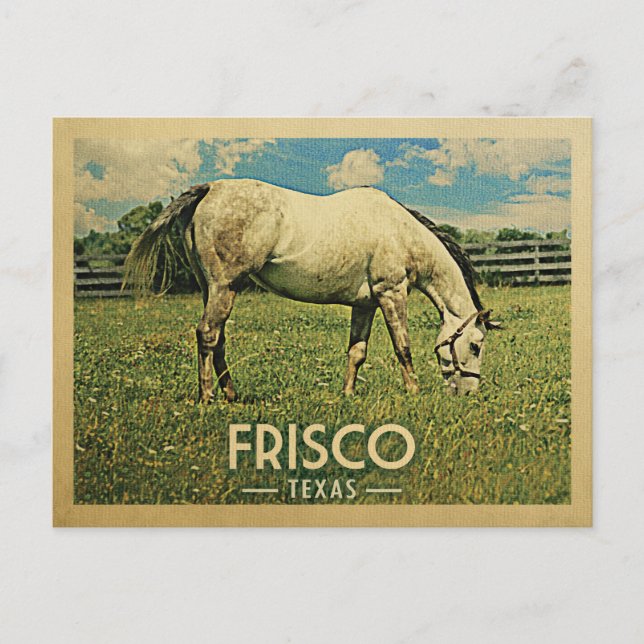 Frisco Texas Horse Farm -Vintage Travel Postcard (Front)