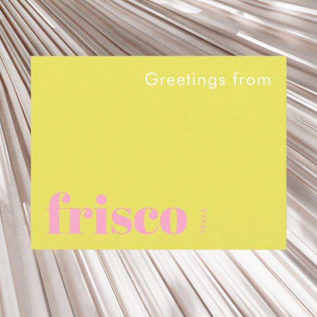 Frisco Texas typographic yellow pink  Postcard (Creator Uploaded)