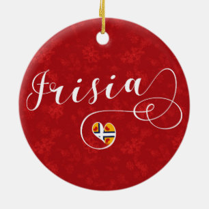 Frisia Flag Heart, Frisians Ceramic Tree Decoration