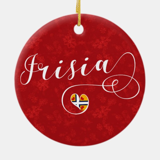 Frisia Flag Heart, Frisians Ceramic Tree Decoration (Back)
