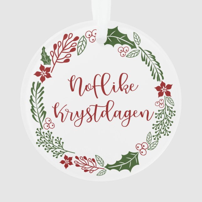 Frisian Merry Christmas Wreath, Noflike Krystdagen Ornament (Back)