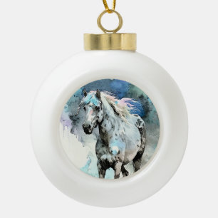 Frisky Appaloosa Mare Watercolour Ceramic Ball Christmas Ornament