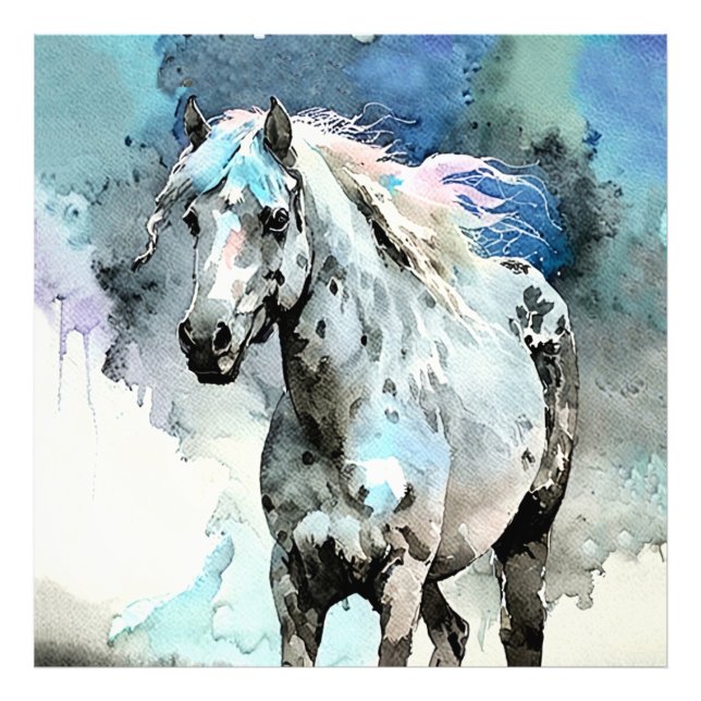 Frisky Appaloosa Mare Watercolour Photo Print (Front)