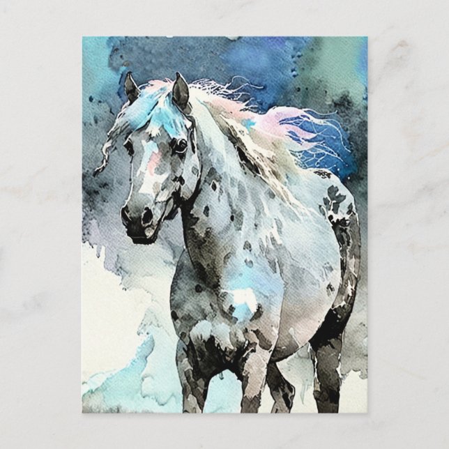 Frisky Appaloosa Mare Watercolour Postcard (Front)