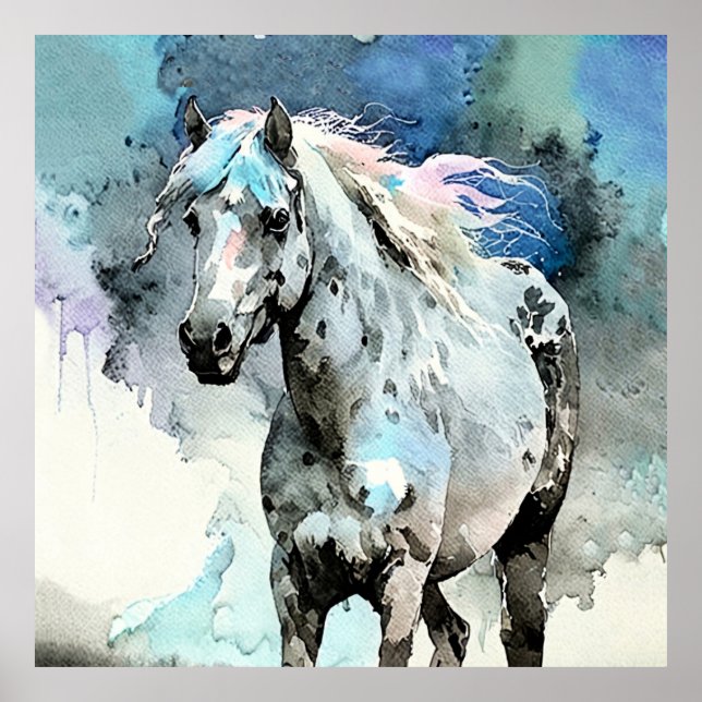 Frisky Appaloosa Mare Watercolour Poster (Front)