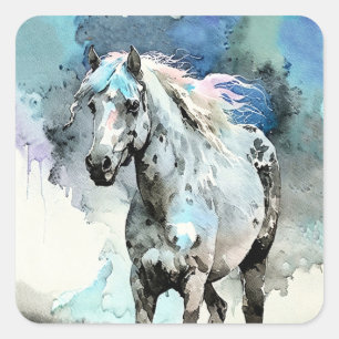 Frisky Appaloosa Mare Watercolour Square Sticker
