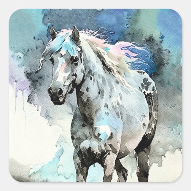 Frisky Appaloosa Mare Watercolour Square Sticker (Front)