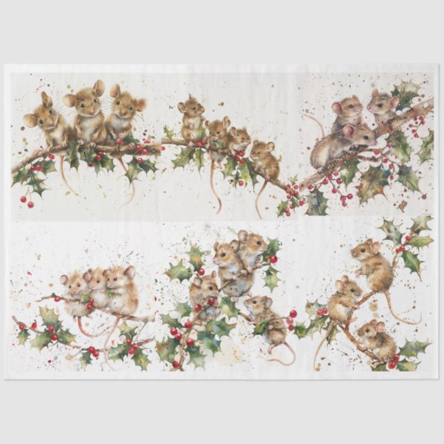 Frisky Christmas Mice Set Tissue Paper (Front)