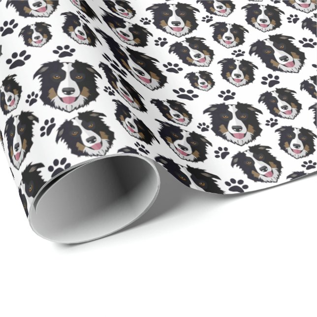 Frisky Scottish Border Collie Sheep Dog Pet Puppy Wrapping Paper (Roll Corner)
