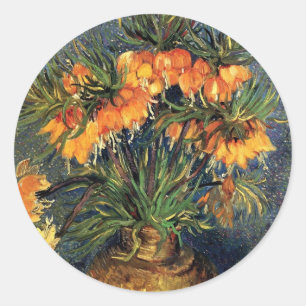 Fritillaries in a Copper Vase by Vincent van Gogh Classic Round Sticker