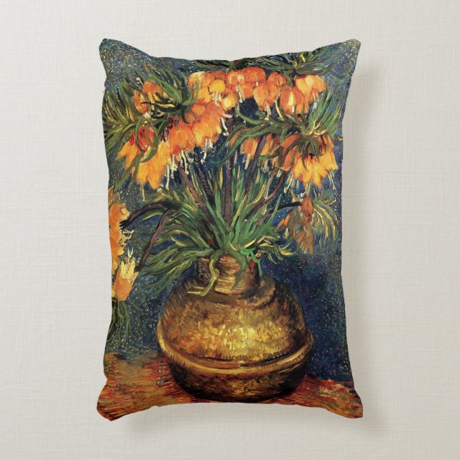 Fritillaries in a Copper Vase by Vincent van Gogh Decorative Cushion (Front(Vertical))
