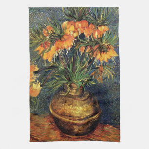 Fritillaries in a Copper Vase by Vincent van Gogh Tea Towel